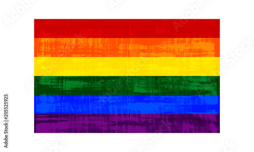 LGBT flag isolated on white background. Vector illustration in grunge style.