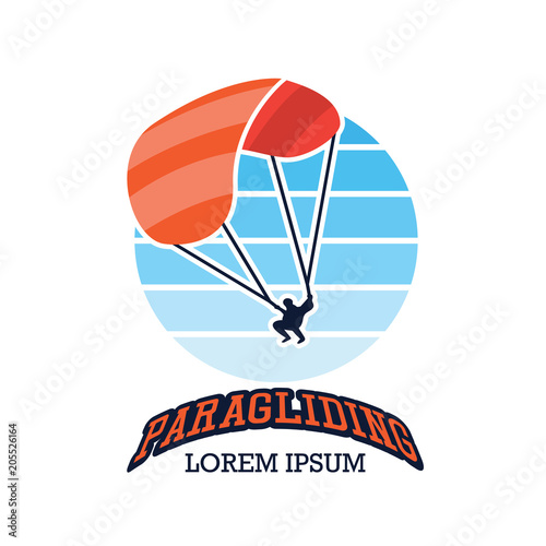 paragliding logo with text space for your slogan / tag line, vector illustration