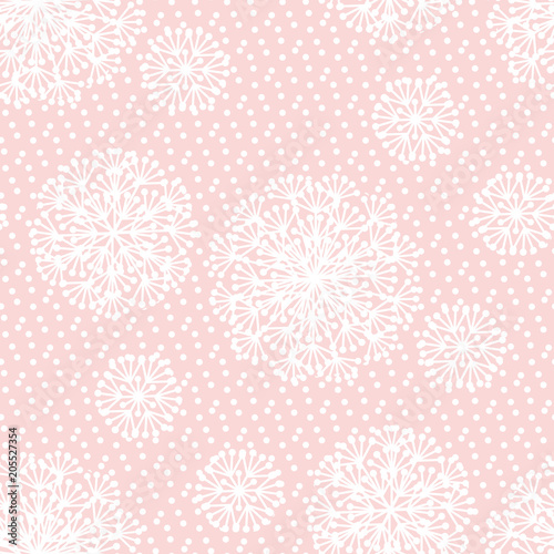 Tender pale color abstract dandelion flowers seamless pattern.