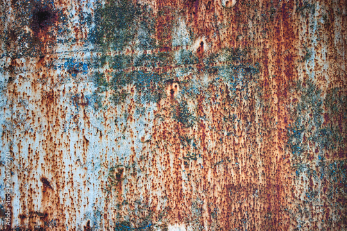 Colored rusty metal sheet, iron corrosion texture