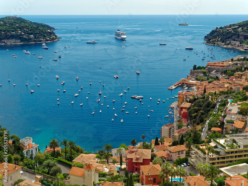 Photo Overlook of Villefranche-sur-Mer on the Cote d'Azur in the south of France