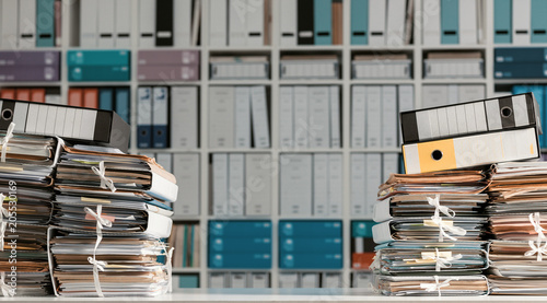 Obraz na płótnie Stacks of paperwork in the office