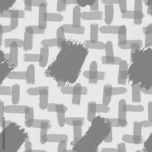 Seamless vector abstract pattern with brush strokes,dynamic upward direction. Hand-painted texture. Black brushstrokes on a white background. For printing on different subjects. Modern Vintage Style.
