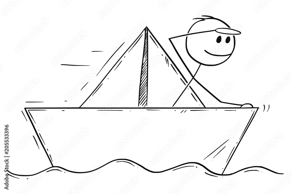 Cartoon stick man drawing conceptual illustration of businessman