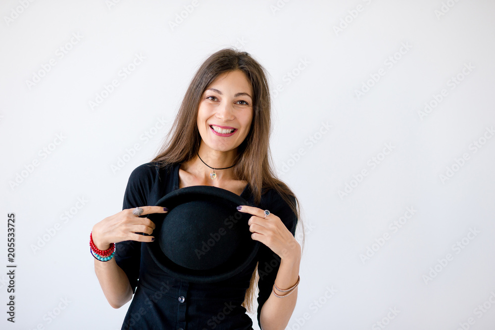 Fototapeta premium Attractive woman portrait with copy space