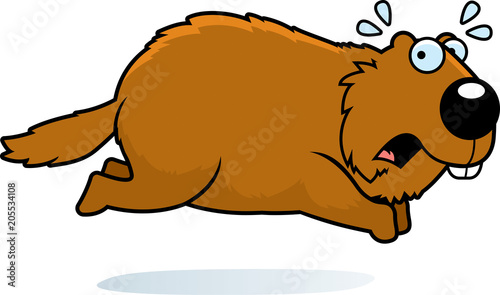 Cartoon Woodchuck Running Away