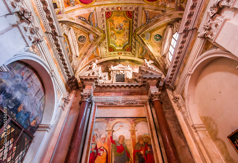 interiors San Frediano basilica, Lucca, Italy