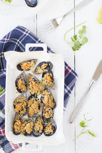 Mussels au gratin