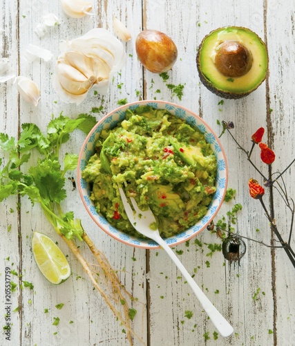 Guacamole with ingredients
