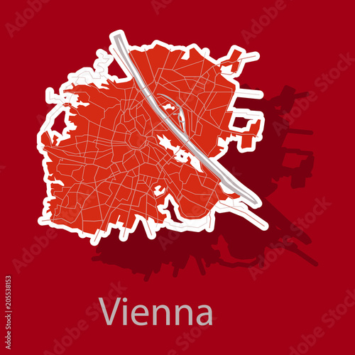 Sticker map of the city of Vienna, Austria photo