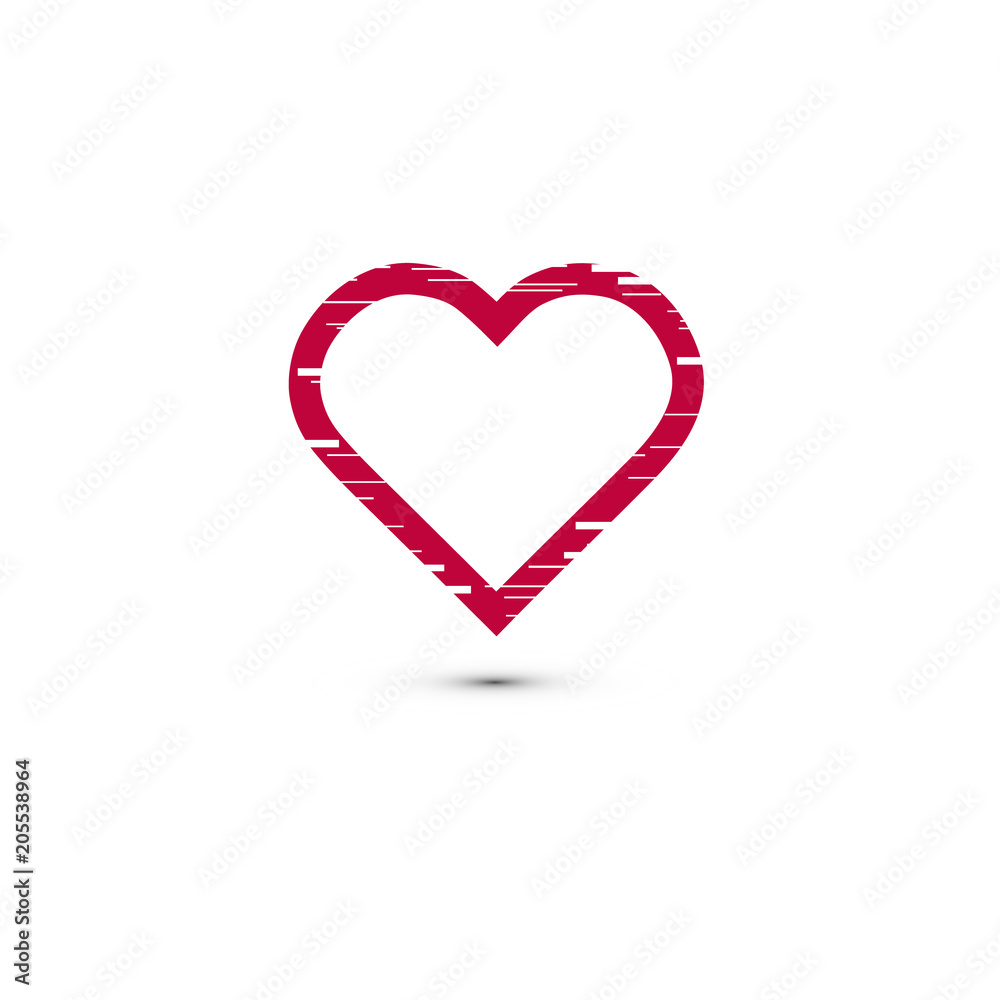 Glitch heart. Distorted glitch style modern background. Design element for Happy Valentine s Day. Ready for your design, greeting card, banner