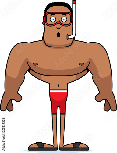 Cartoon Surprised Snorkeler