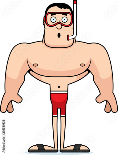 Cartoon Surprised Snorkeler