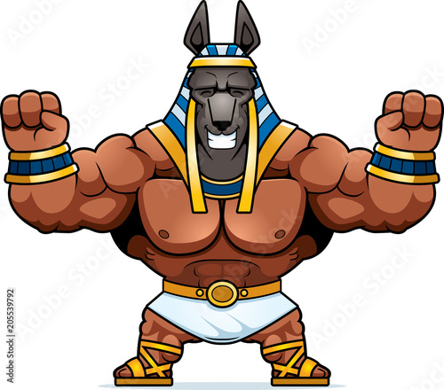 Cartoon Anubis Celebrating