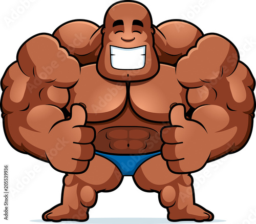 Cartoon Bodybuilder Thumbs Up