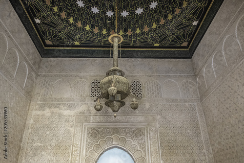 Beautiful chandelier in madrasa of Sidi Boumediene Mosque or the Worshipper's Mosque in Tlemcen, Algeria photo