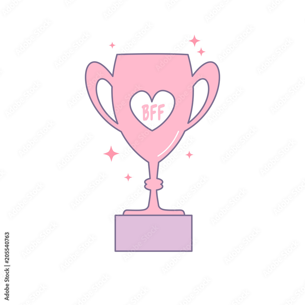 bff best friend forever trophy cartoon vector isolated on white background bff best friend forever trophy cartoon vector isolated on white background