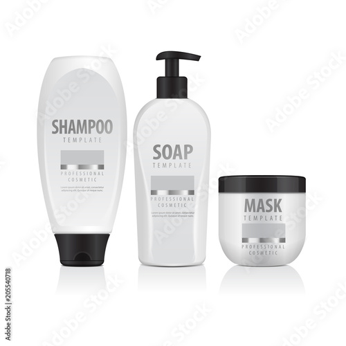 Realistic Cosmetic Bottles. Tube, Containers, Bottle With Dispencer. Vector Mock Up Illustration