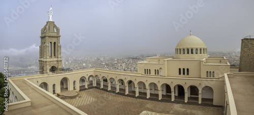 Panoramic view of Santa Cruz church on the high hill over Oran, Algeria photo
