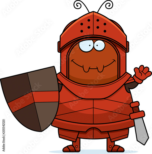 Waving Cartoon Ant Knight