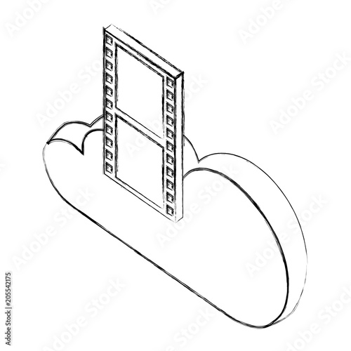 cloud computing film strip isometric vector illustration sketch