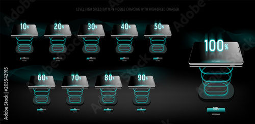 The Level Fast Charging Smartphone wireless charging design style on Black background