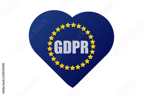 Reglamento protección de datos de Europa en forma de corazón.