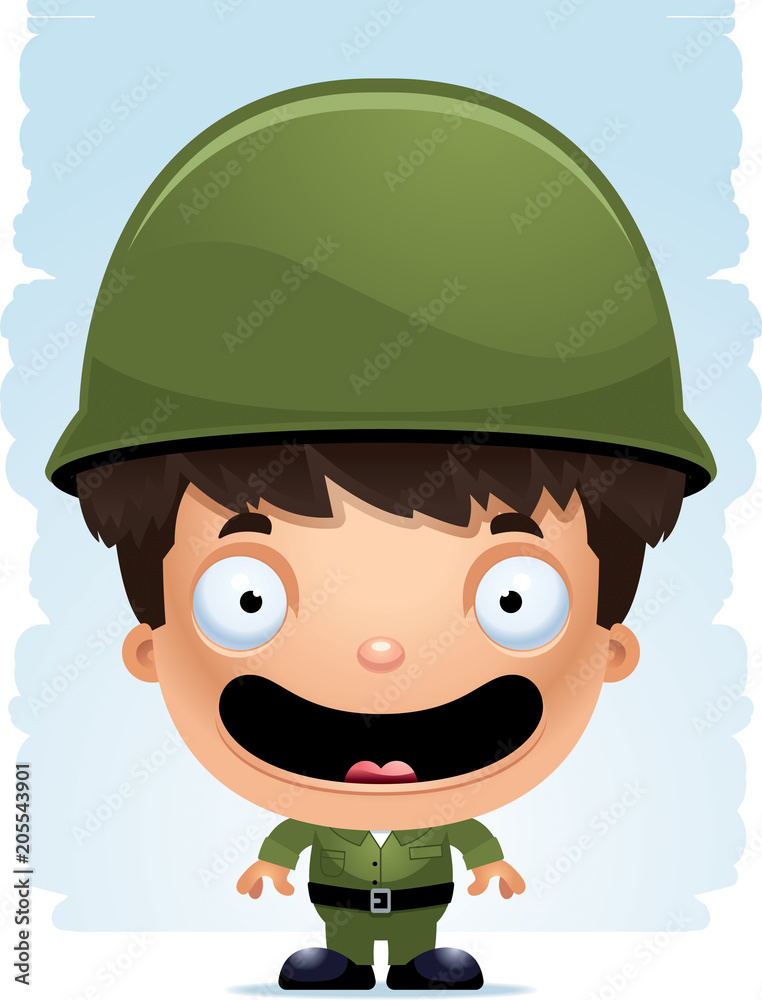 Cartoon Boy Soldier Smiling