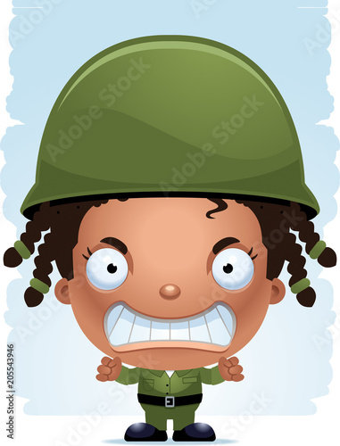 Angry Cartoon Girl Soldier