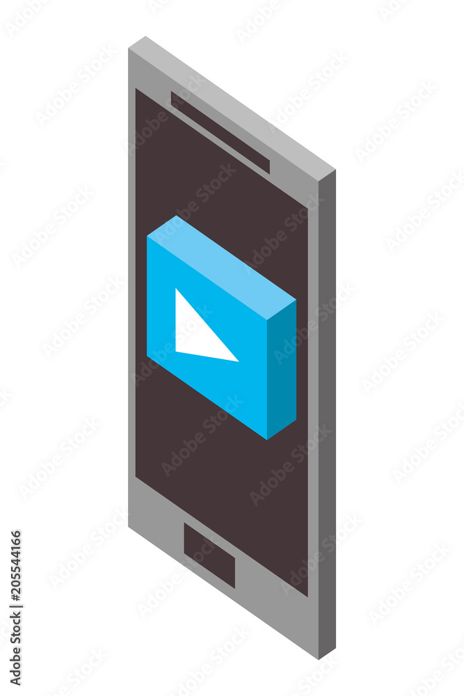 smartphone device with play button isometric icon vector illustration design smartphone device with play button isometric icon vector illustration design