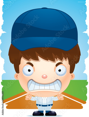 Angry Cartoon Boy Baseball Player