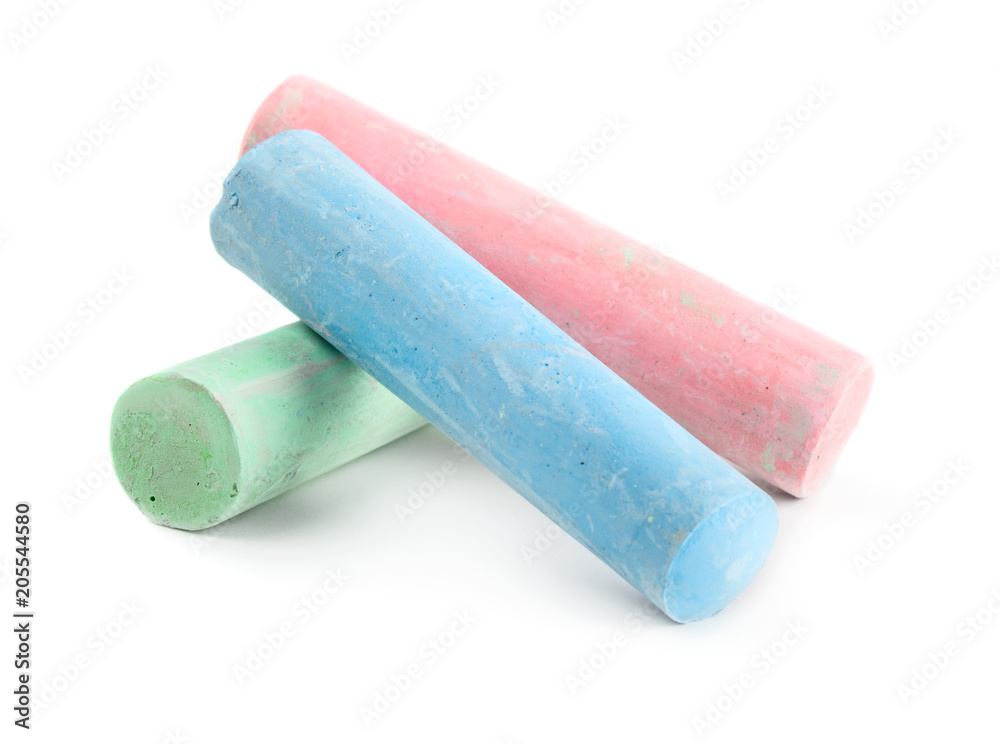 Three pieces of color chalk Three pieces of color chalk