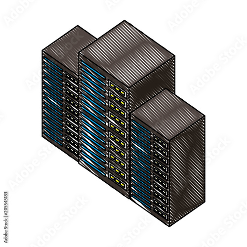 server data center isometric icon vector illustration design