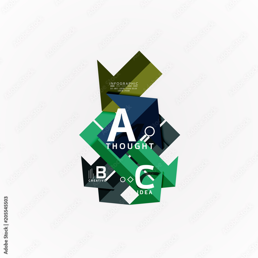 Abstract geometric option infographic banners, a b c steps process Abstract geometric option infographic banners, a b c steps process