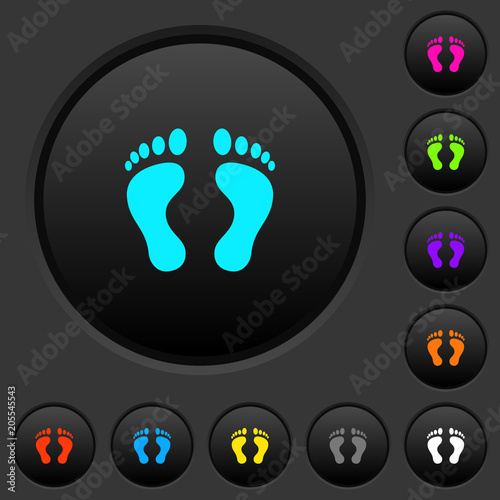 Human Footprints dark push buttons with color icons