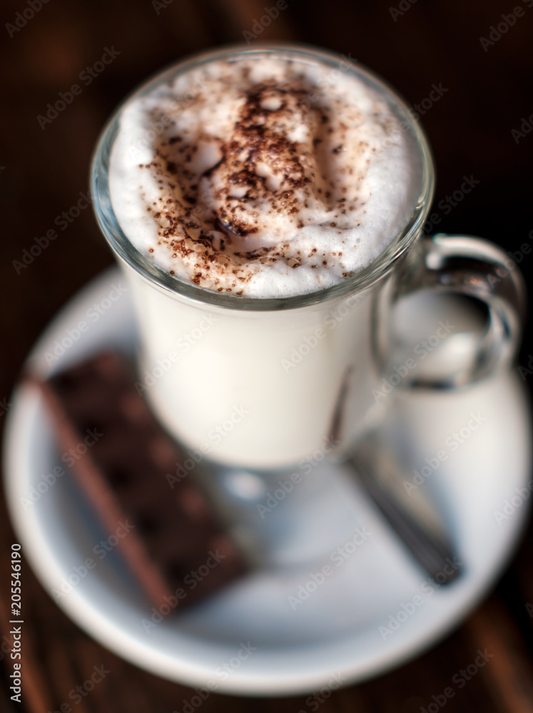 Chocolate milk coffe cappuccino beverage foam cream cup glass special breakfast table food bar launch brown hot Chocolate milk coffe cappuccino beverage foam cream cup glass special breakfast table food bar launch brown hot
