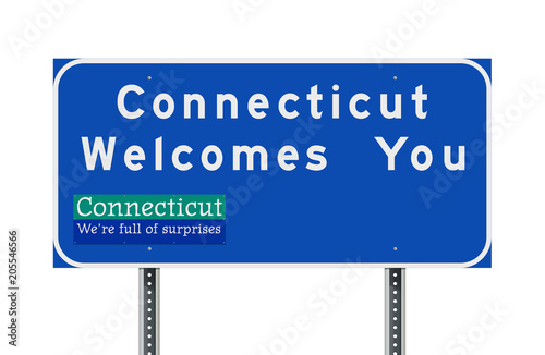 Connecticut welcomes you road sign photo