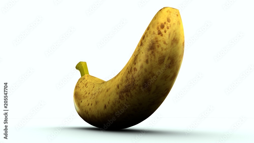3d illustration of Banana. Ripe banana isolated on white background.