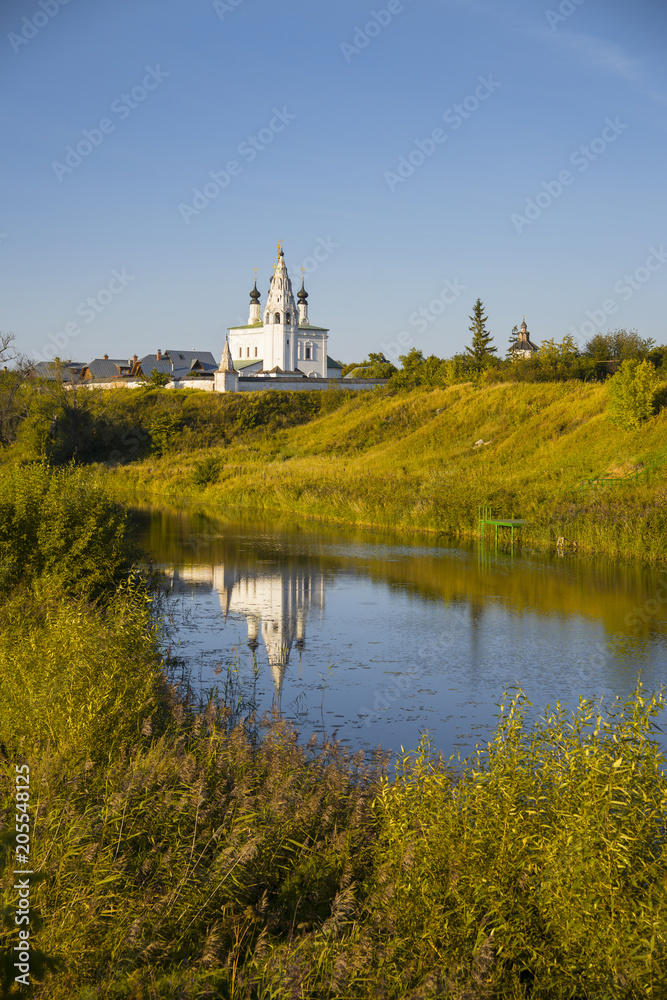 View of the Church of the Ascension with a bell tower. Golden Ring of Russia