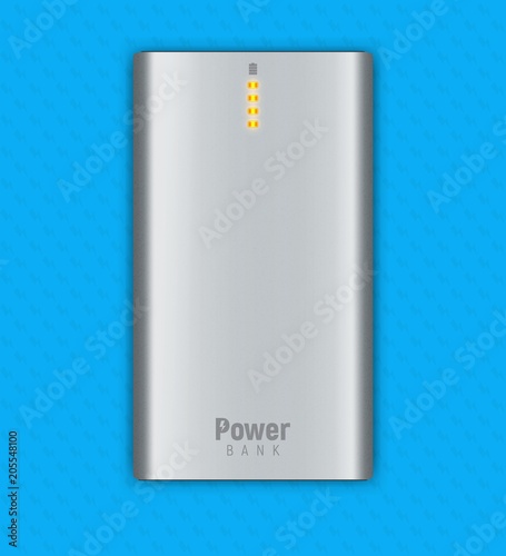 realistic powerbank on  blue background