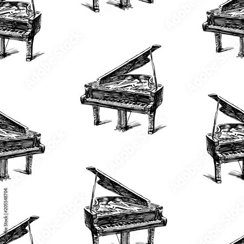 Pattern of the sketches of concert grand piano