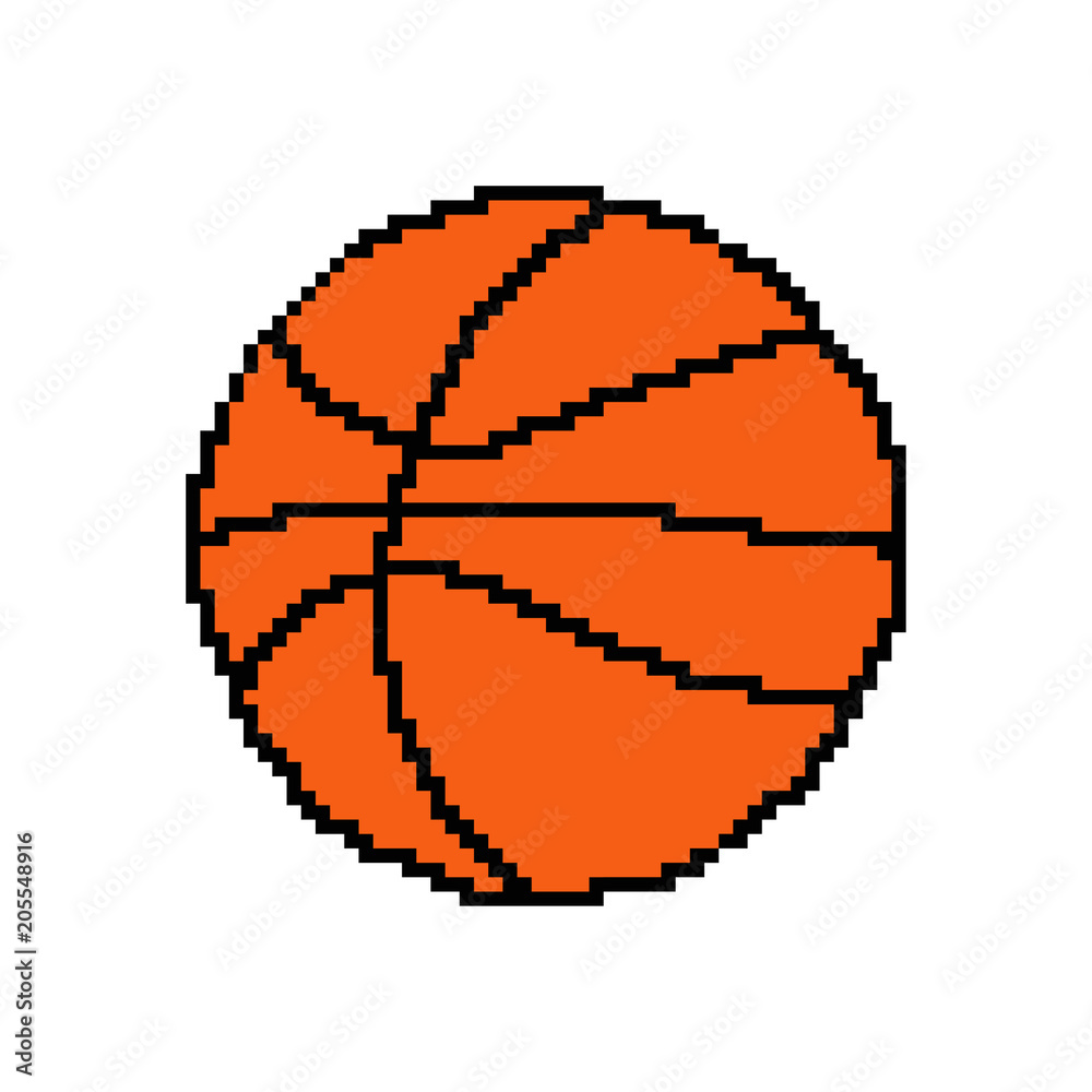 Pixel art basketball ball. Vector 8 bit game web icon isolated on white  background. Stock Vector | Adobe Stock