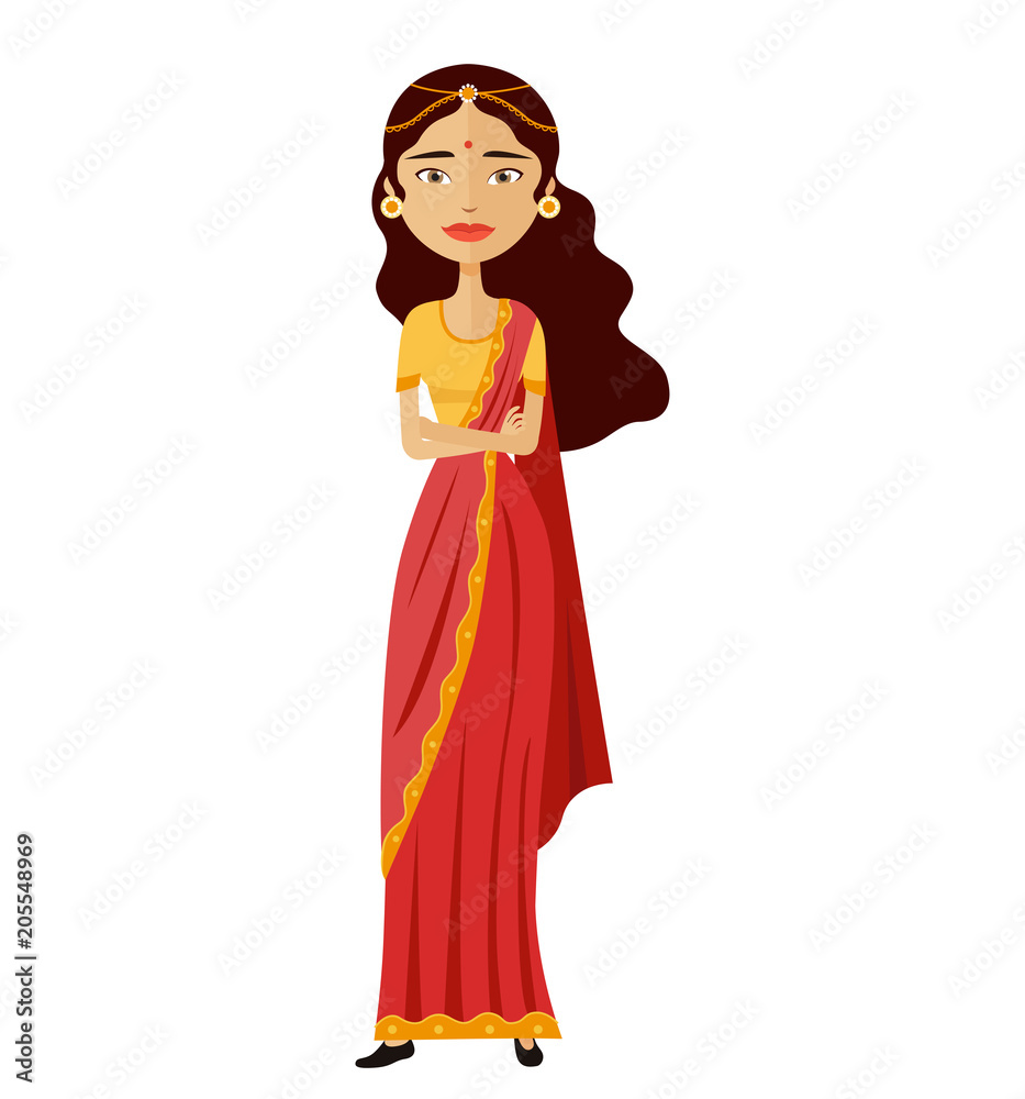 Indian business woman character isolated on white vector illustration