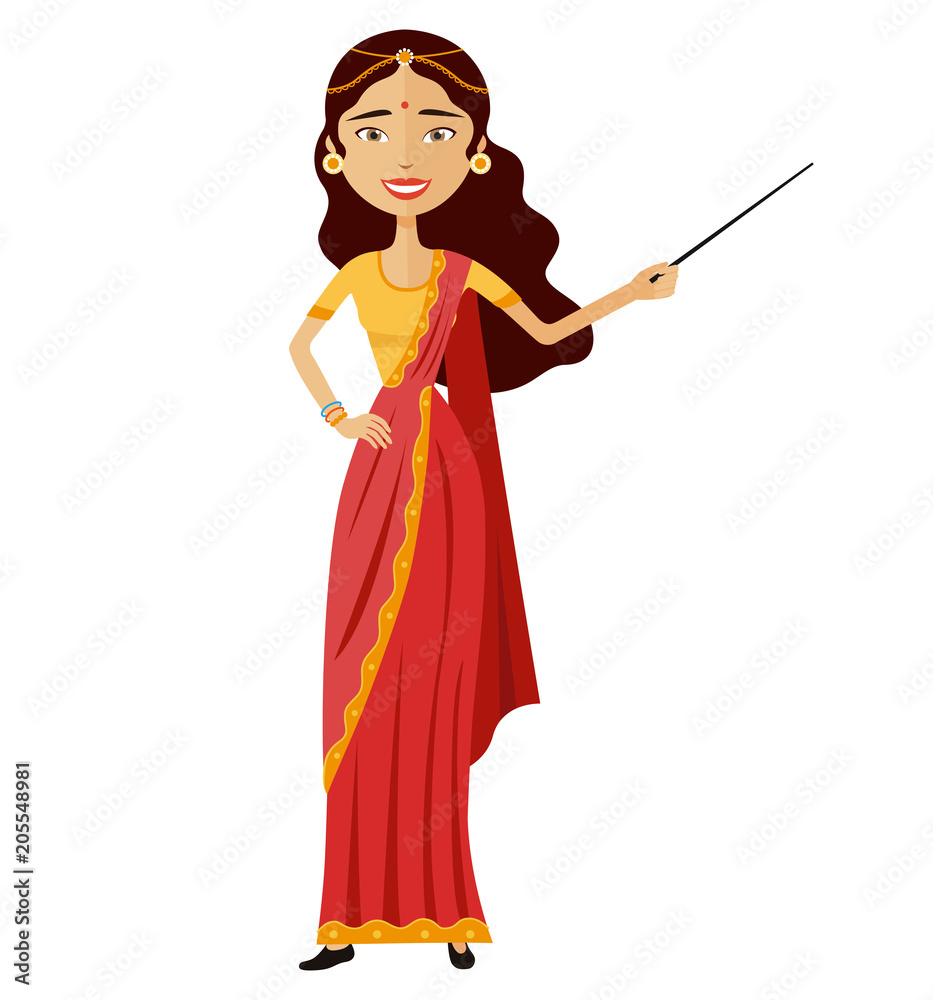 Indian attractive young lady presenting something Indian attractive young lady presenting something