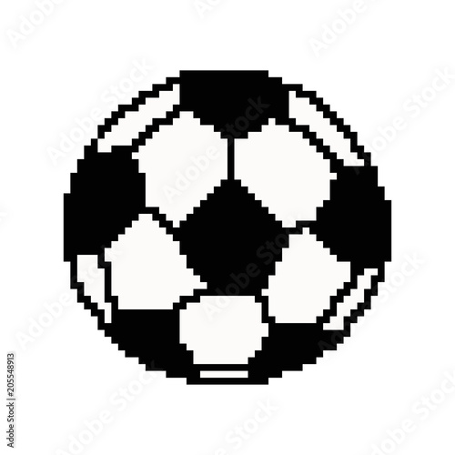 Pixel art football ball. Vector 8 bit game web icon isolated on white background.