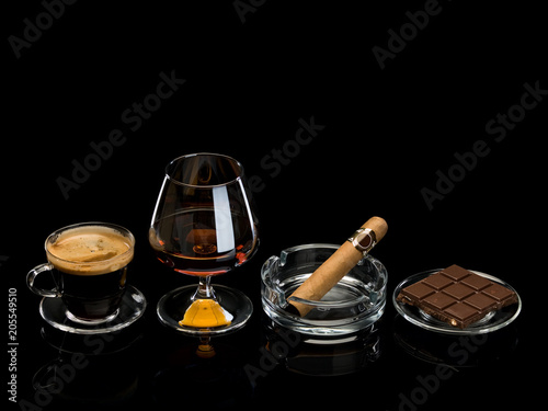 Cognac, cigar, coffee, chocolate.