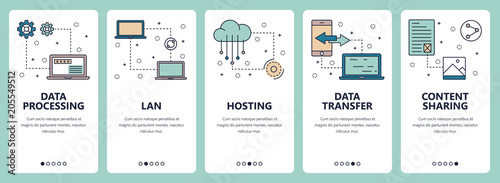 Vector line art web and mobile app template set