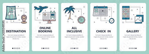 Vector line art web and mobile app template set
