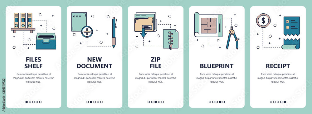 Vector line art web and mobile app template set