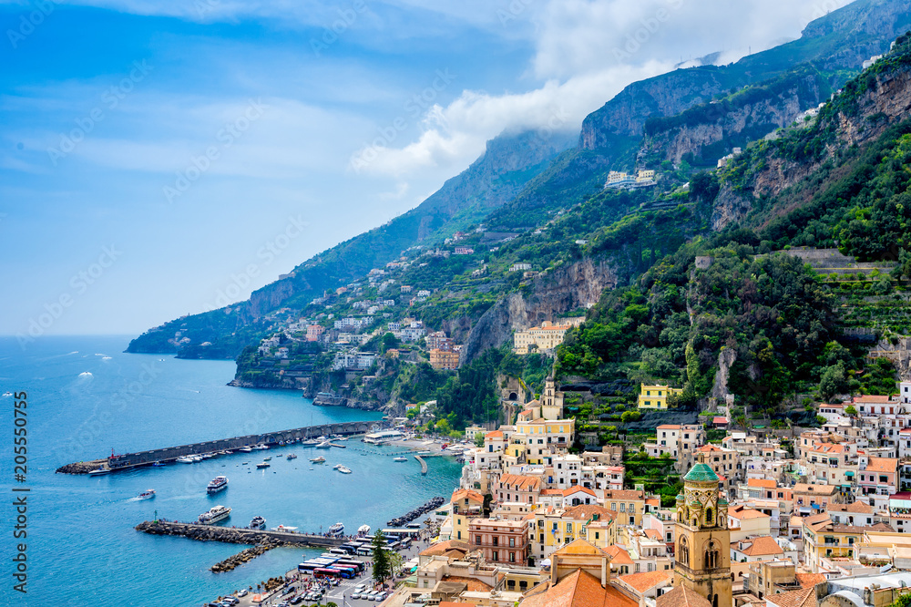 View of Amalfi town at Amalfi coast, Italy.